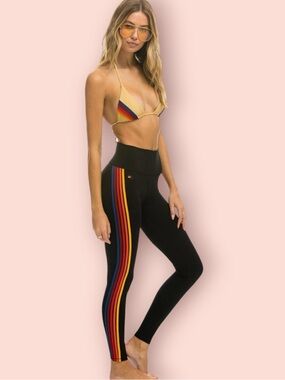 AVIATOR NATION Full Length High Rise 5 Stripe Leggings